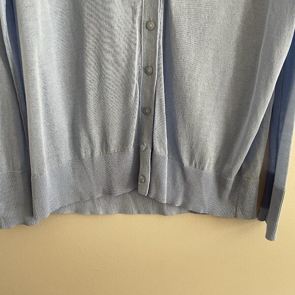 Martha Stewart Collection Women M Light Blue Sheer V-Neck Button Up Cardigan - Picture 2 of 10